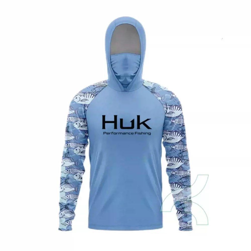Costum de pescuit HUK pentru bărbați, transfrontalier, cu uscare rapidă, mască de praf și protecție UV, costum de pescuit ușor cu glugă, mătase de gheață