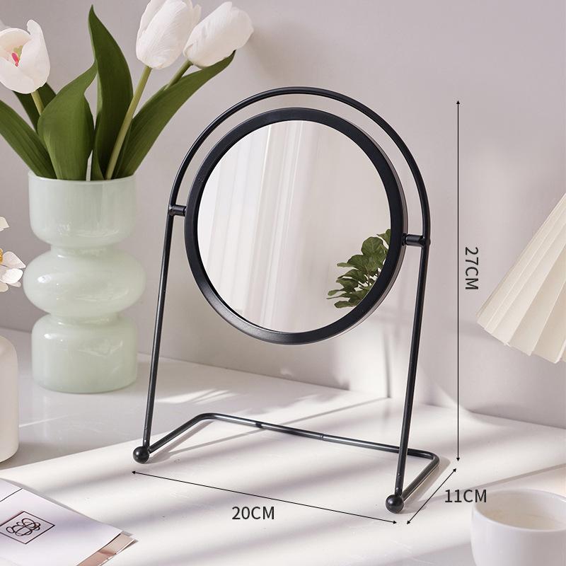 Light Luxury Rotating Makeup Mirror, High Definition Round Cosmetic Mirror for Bedroom Desk, Dorm Home Vanity Table