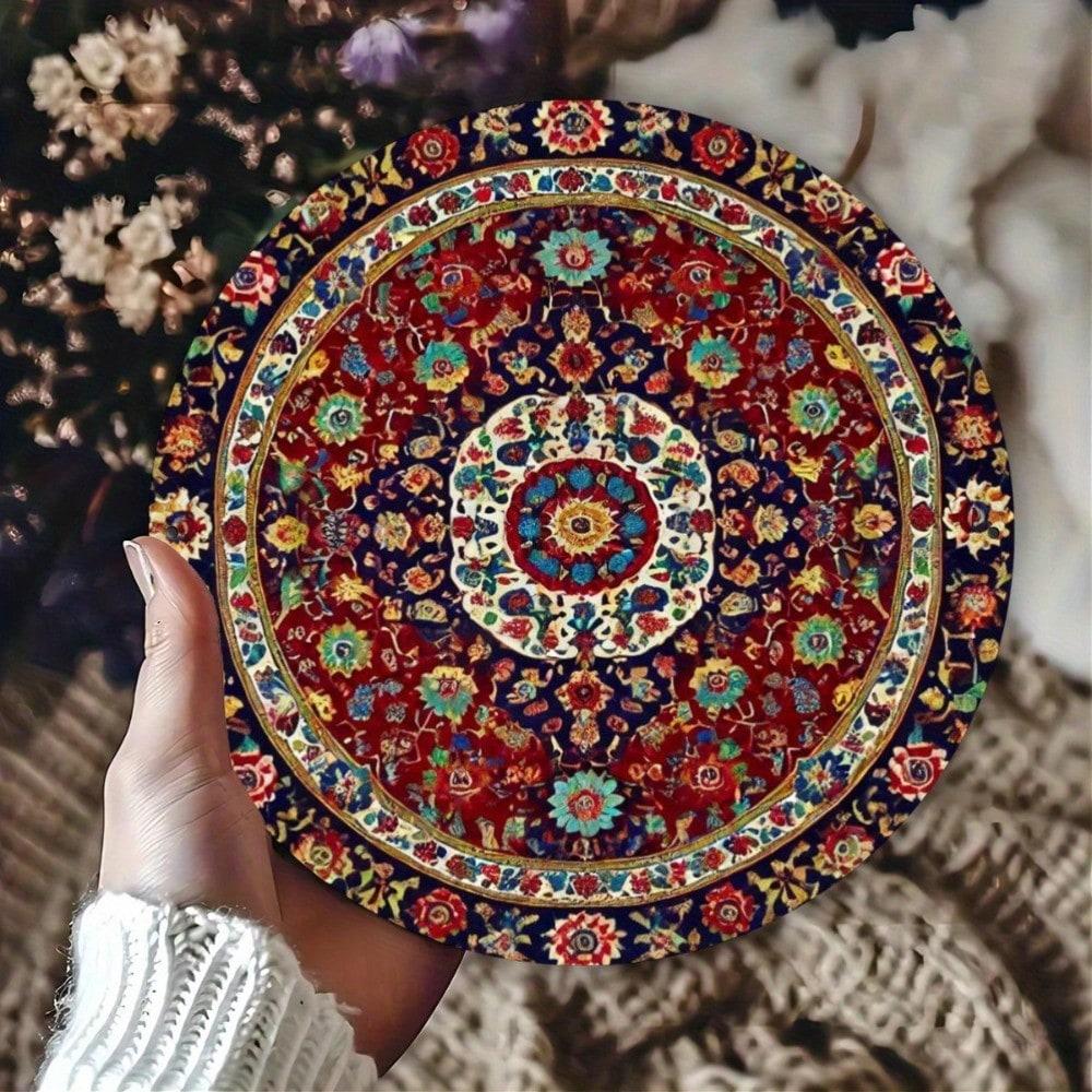 

Vintage Red Floral Metal Tin Sign Round Wall Art Decor 8x8 Inch Luxury Retro Plaque 20x20 разноцветный