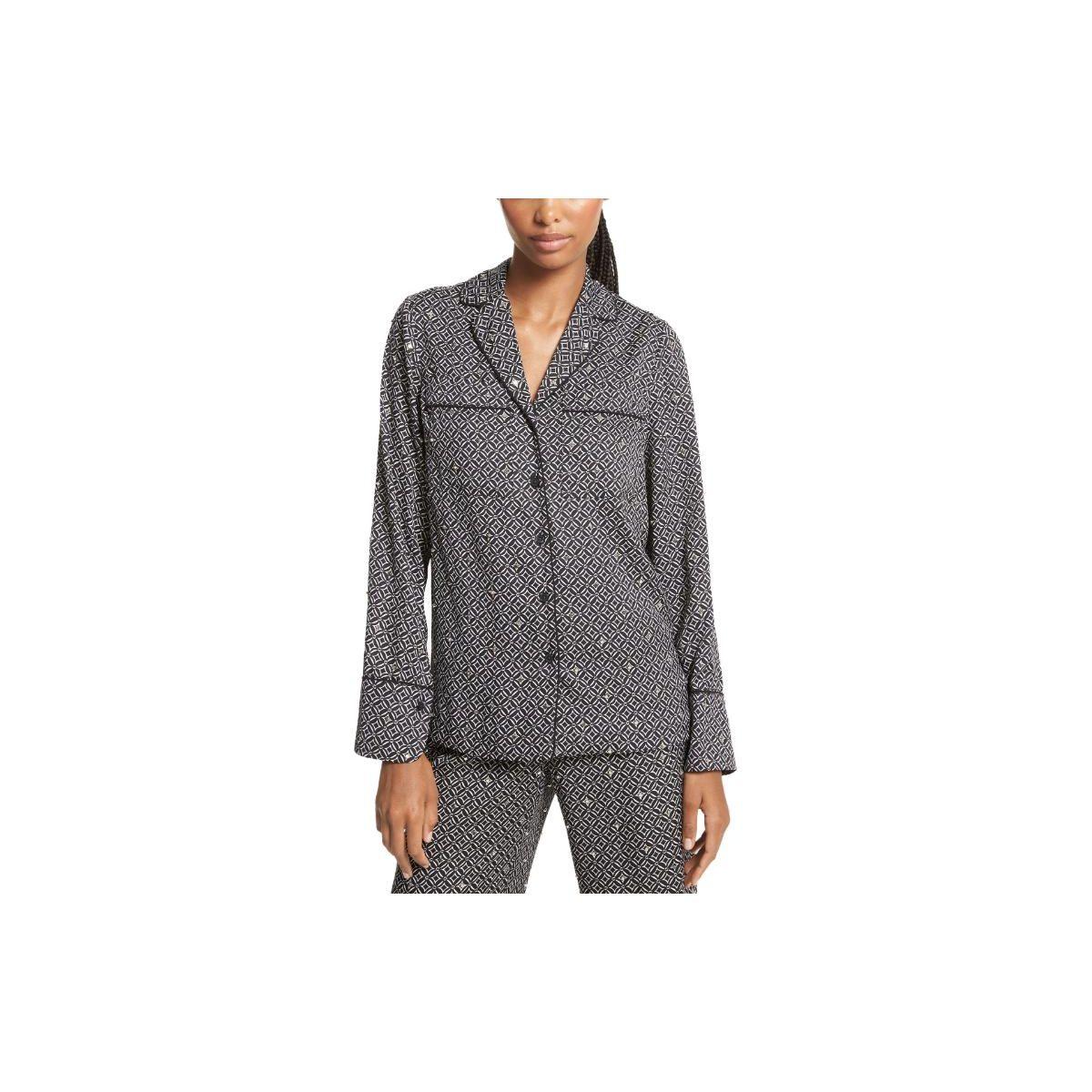 Michael Kors SS23 Logo Printed Long Sleeve Sun Protection Shirt Women shirts Black MF24LLH6SF-110 XS