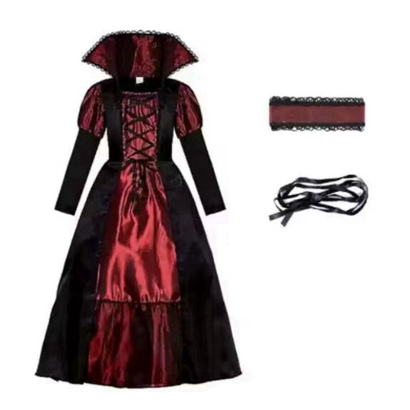 6-12 Years Kids Girls Halloween Vampire Costumes Witch Role Play Dress