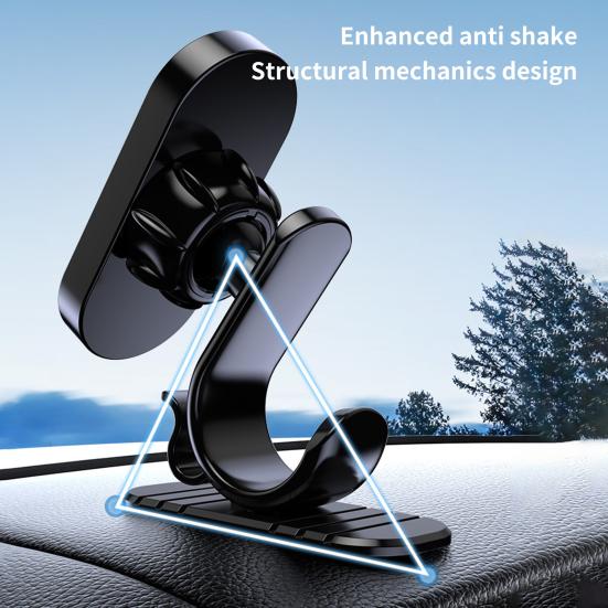 

Подставка для телефона Yousheng, многофункциональная, вращающаяся на 360 градусов, изогнутая, монтируемая на поверхность, магнитная присоска, держатель для телефона для автомобиля чёрный