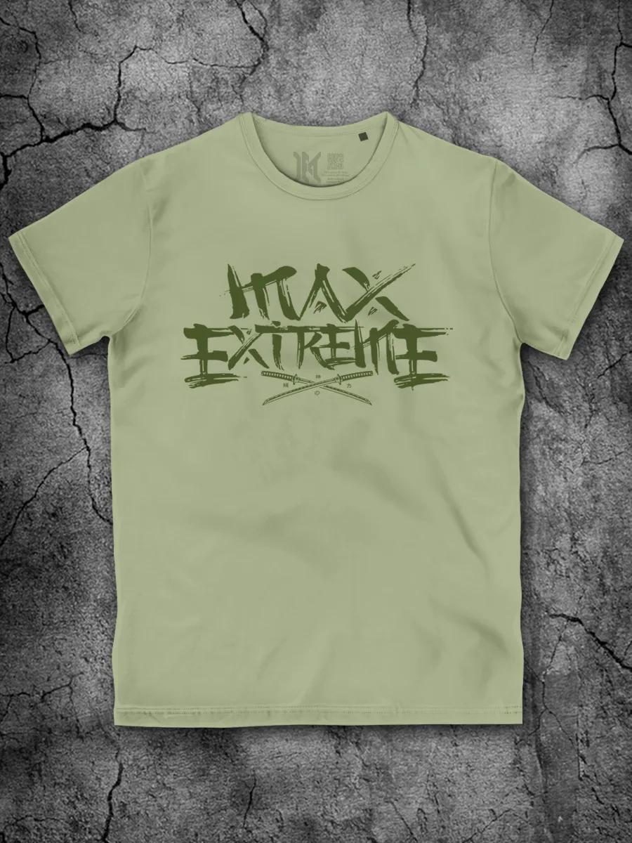 Men s turquoise cotton T-shirt with print and lettering 2XL