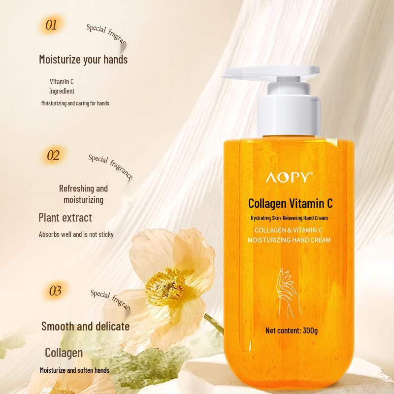 AOPY Collagen VC Hand Cream - Hydrating, Moisturizing, Nourishing for Soft, Tender Skin, Large Capacity. 300g Collagen VC Hand Cream