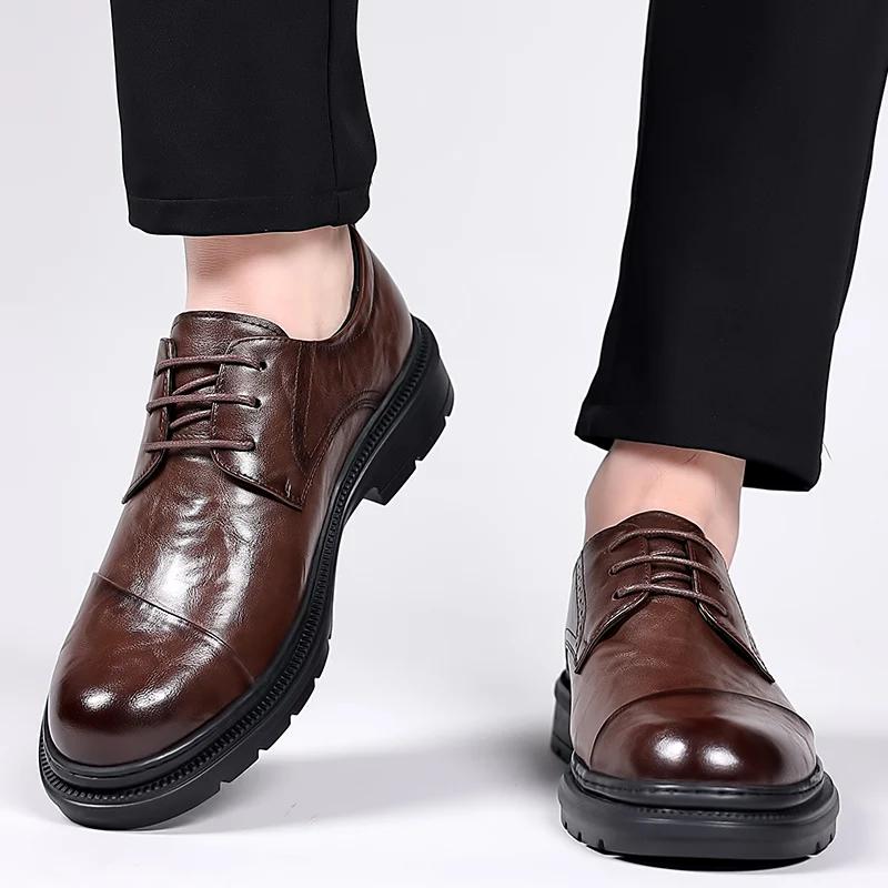 High Quality Men Genuine Leather Shoes Versatile Men's Casual Shoes Fashion Brand Man Oxford Shoes Lace Up Formal Dress Footwear