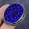 Natural Blue Moldavite Quartz 925 Sterling Silver Jewelry Ring Size 8 u9H82