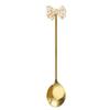 Dessert Spoon Long Handle Food Grade Stainless Steel Cute Cookie Bowknot Design Coffee Stirring Spoon