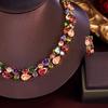Luxury Zircon Water Drop Mona Lisa Set Chain Banquet Dress Colored Water Drop Earrings Necklace Set