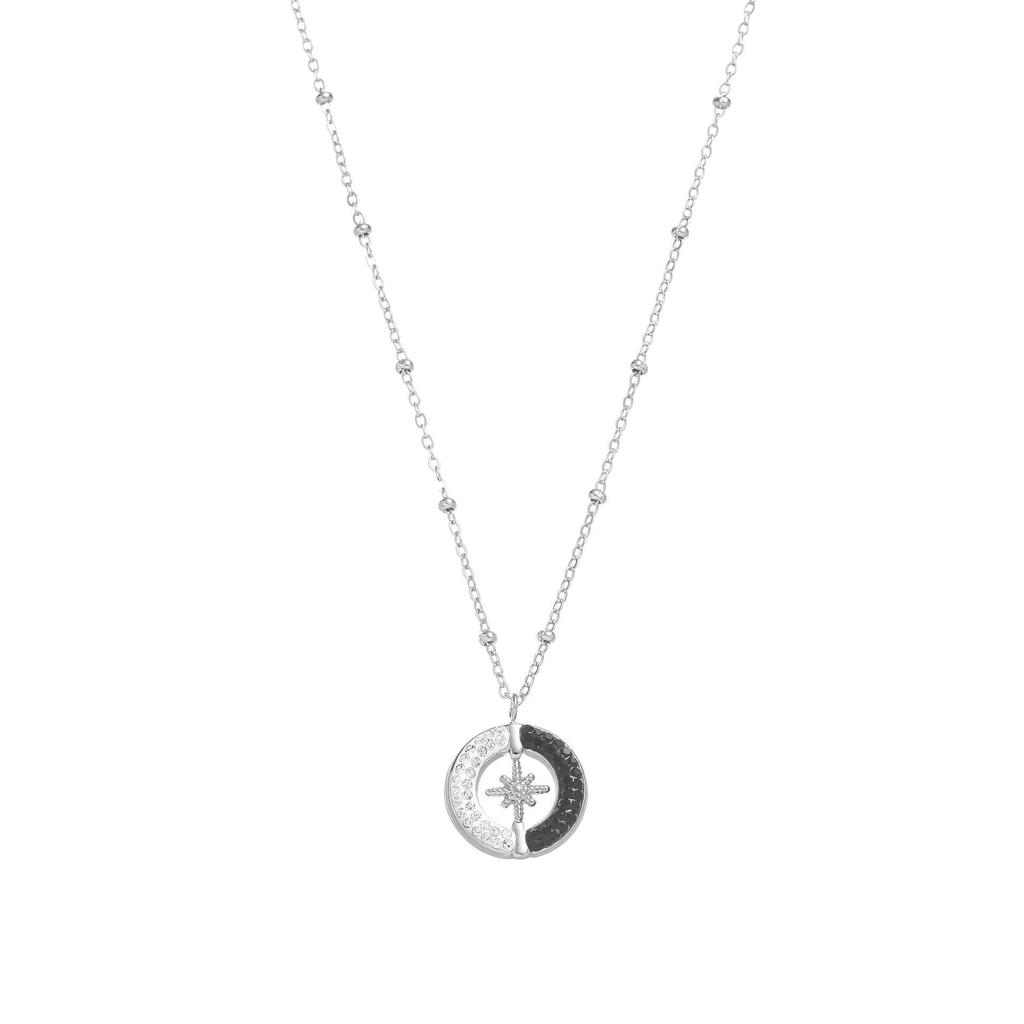 European Retro Zircon Stainless Steel Necklace: High-End Cross-Border Clavicle Chain
