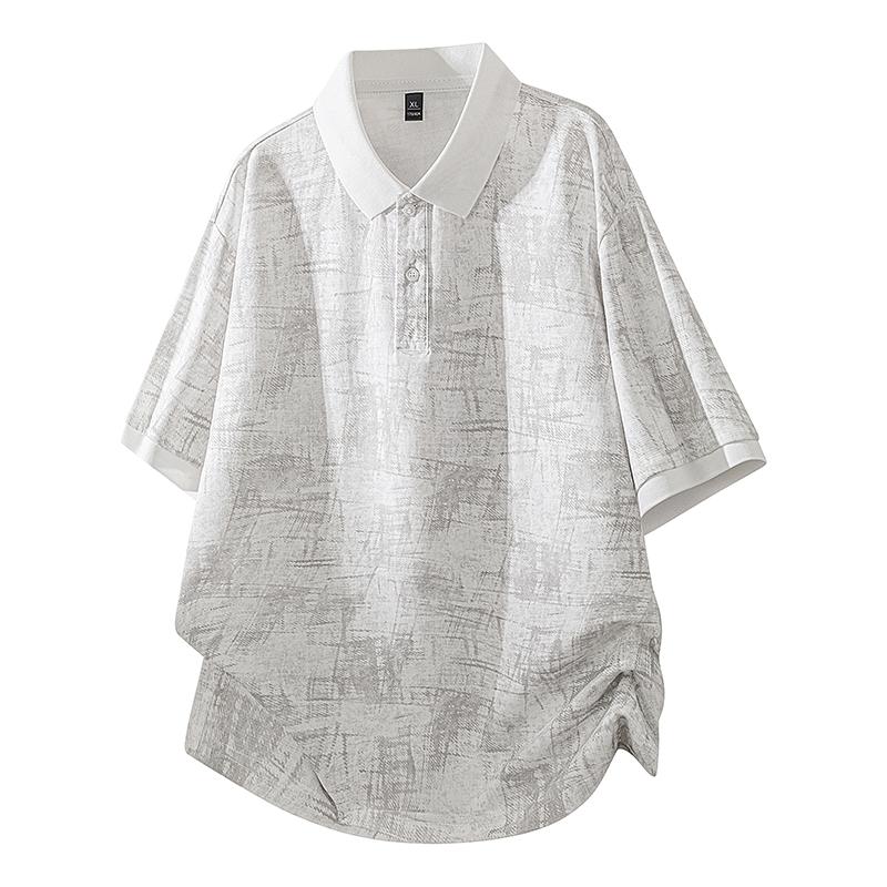 Men s Summer Loose-Fit Short-Sleeved T-Shirt Polo Shirt XXXXL белый