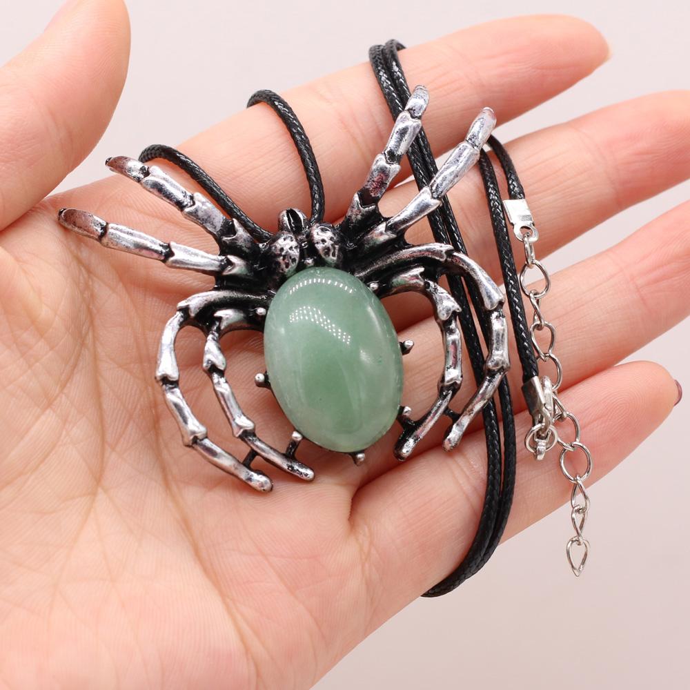 Natural Shell Alloy Necklace Spider-Shaped Brooch Pendant Charms For Elegant Women Love Romantic Gift