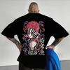 2026 Demon Slayer Akaza Anime Herenkleding T-shirt Katoen Korte Mouw Tops Zomer Streetwear Grafisch T-shirt Casual Y2k Kleding