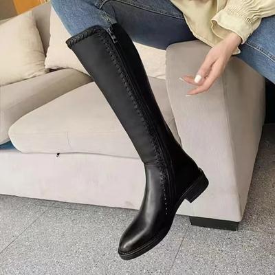 Chaussures pour femmes 2024 automne nouveau noir simple femmes bottes hautes au genou hiver garder au chaud fermeture éclair bottes hautes Botas Largas De Mujer
