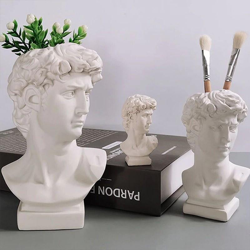 ResinDavid Vase Face Head Interior Decorative Flowerpot Modern Jars Home Decoration Flower Arrangements Desktop Art Sculpture