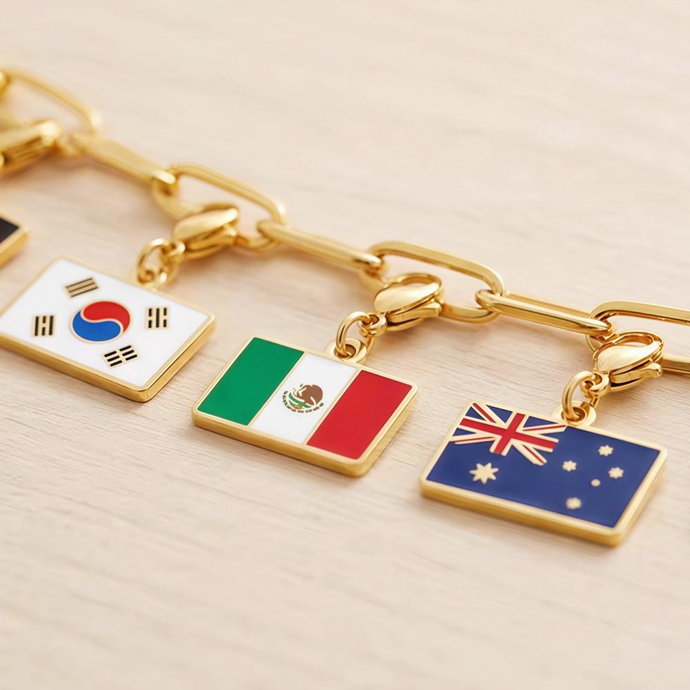 Country Flag Charms 10 Mm Pendant Necklace Bracelet Keychain Bagchain Stainless Steel Jewelry A Commemorative Gift For A Friend