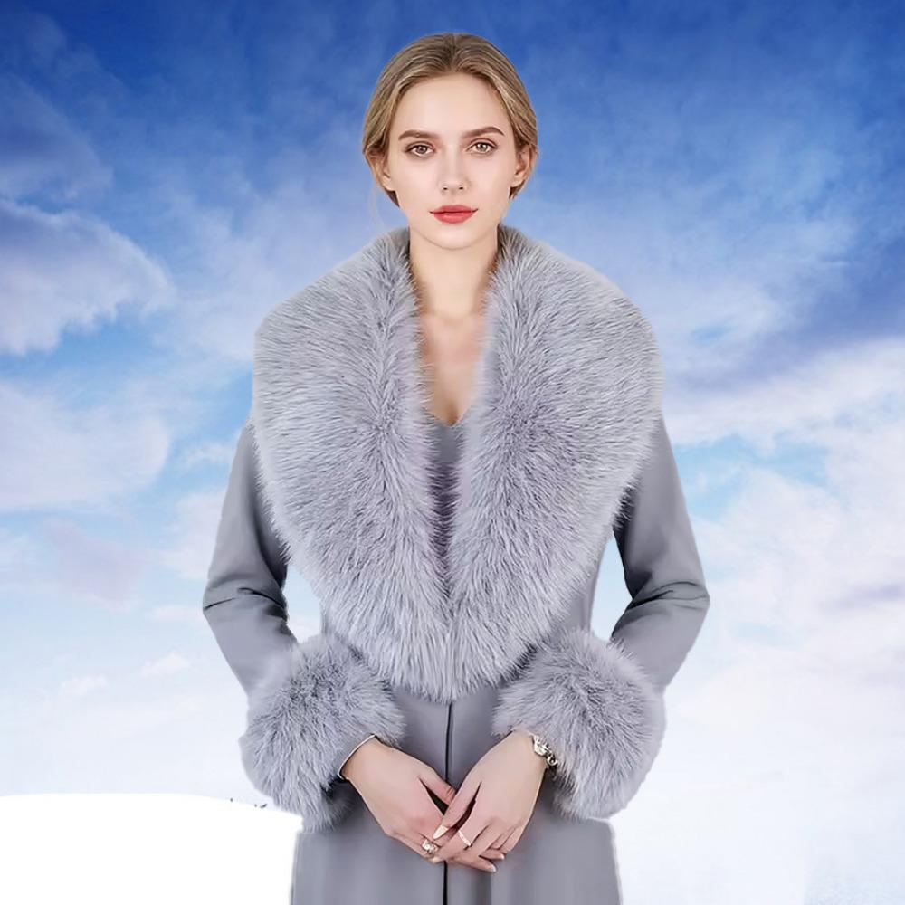 3Pcs Set Faux Fur Material Faux Fur Collar Cuffs Set Warm Texture Soft Touch Faux Fur Scarves Detachable