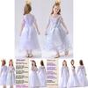 White Queen Costume For Children With Polyester Fabric For Theatrical Performances