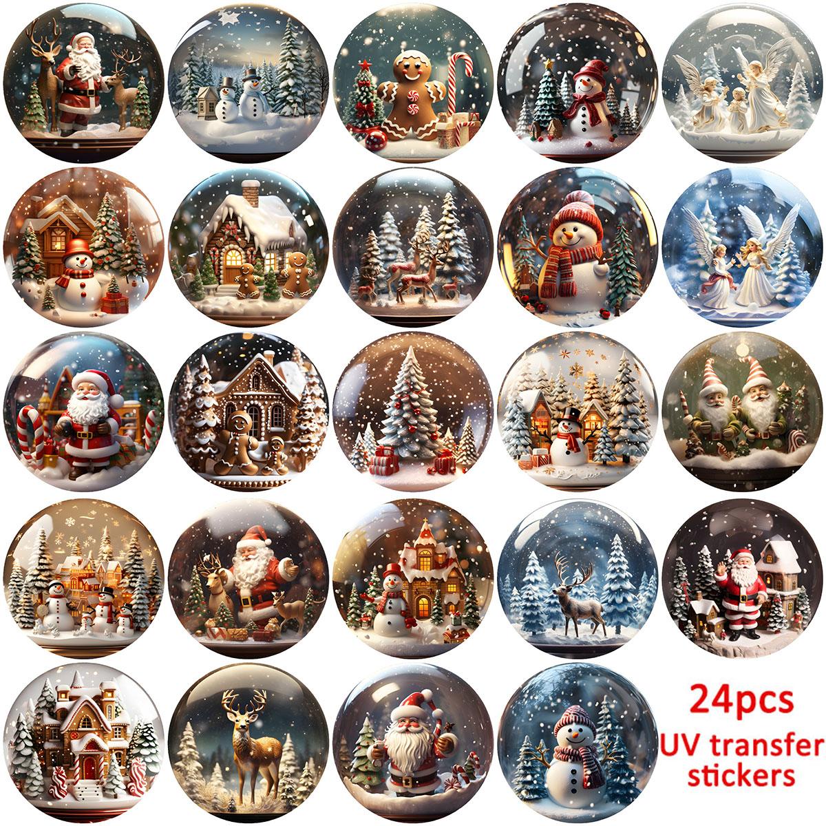 24Pcs Christmas Snow Globe Ornaments Uv