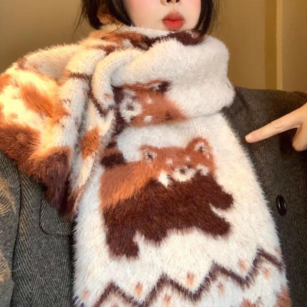 Cat Mink Wool Scarf Warm Pashmina Cute Winter Scarf  Women