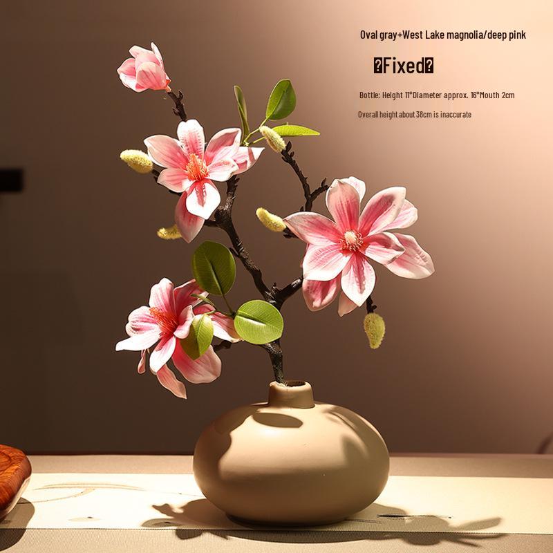 High-End Artificial Silk Magnolia Flower Arrangement - Classical, Elegant Dried Flower Set for Home Decor