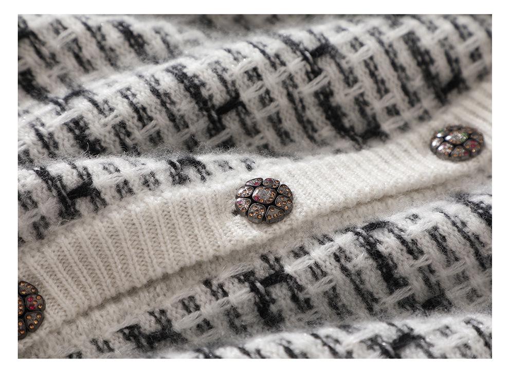 Lekasha Women's Cashmere Cardigan - Coco Style, Round Neck, Fashionable Knitwear for Autumn/Winter