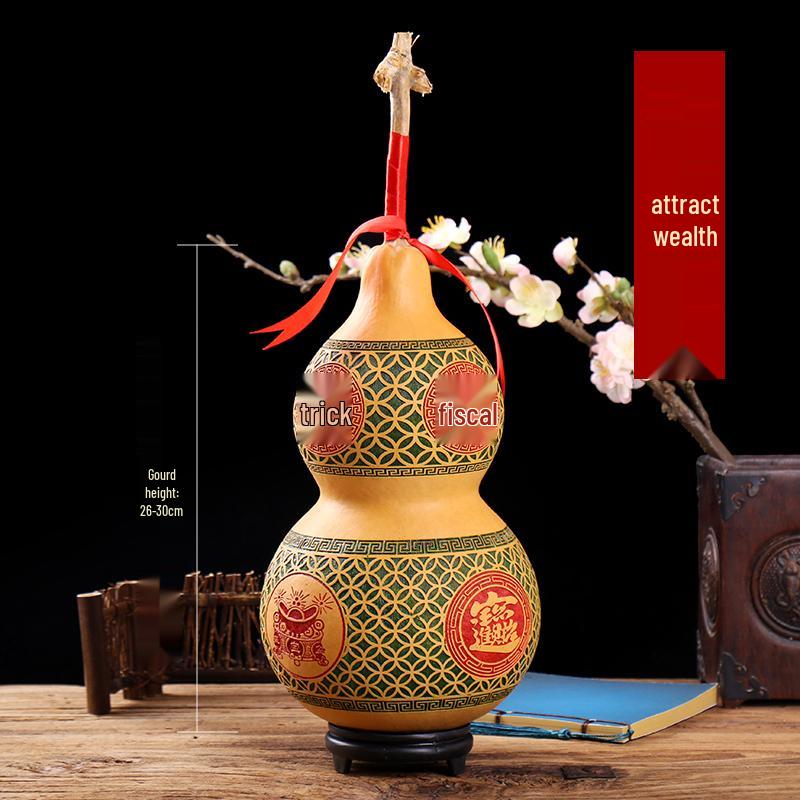 Chinese Knot Carved Gourd Pendant for Living Room Decoration or Gift