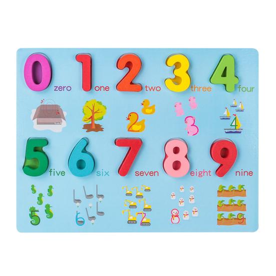 Colorful Number Alphabet Shape Wooden Puzzle Pairing Board Education Kids Toy