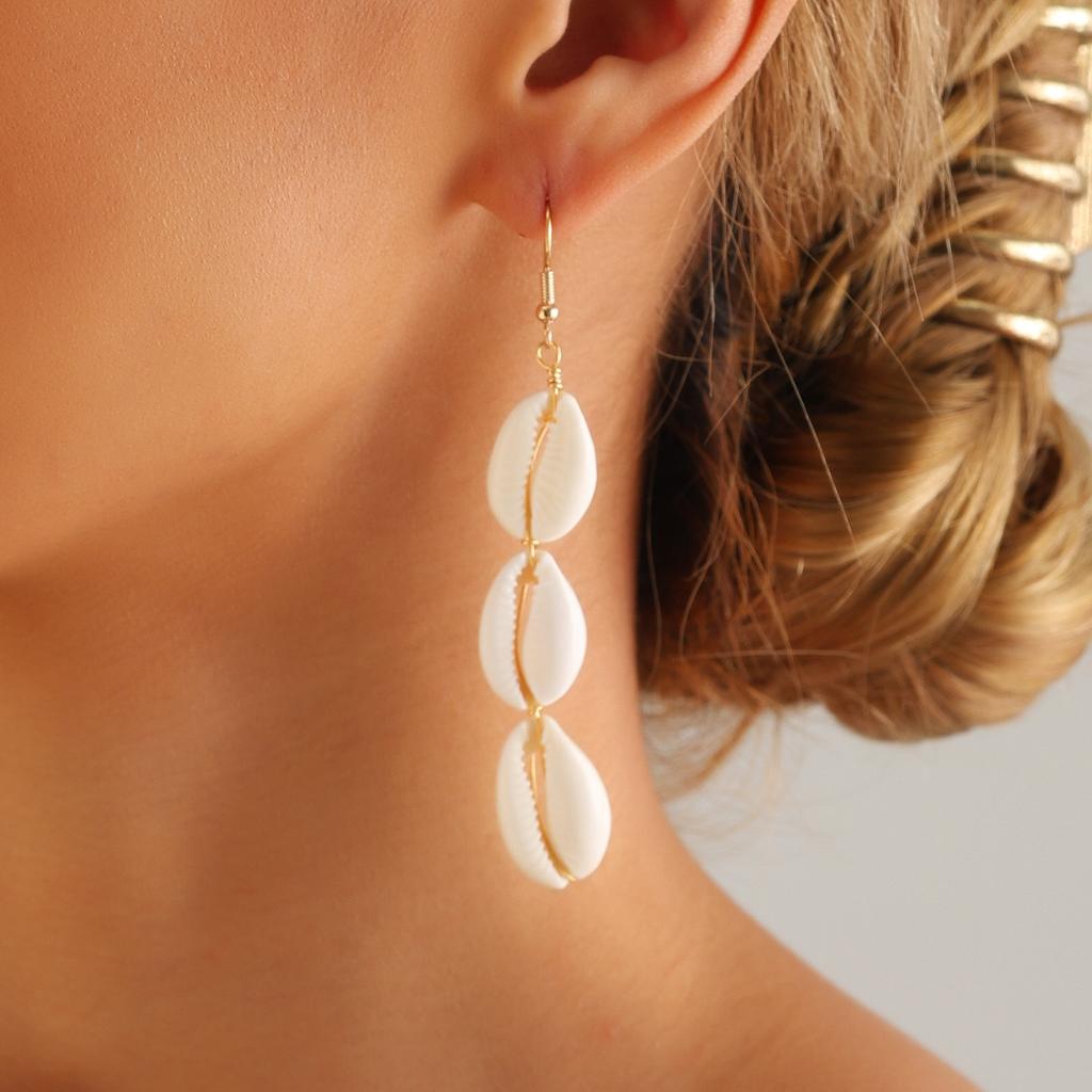 Jewelry, Summer Beach Vacation Wind Natural White Shell Earrings, High-End Sense, Simple And Popular Earrings