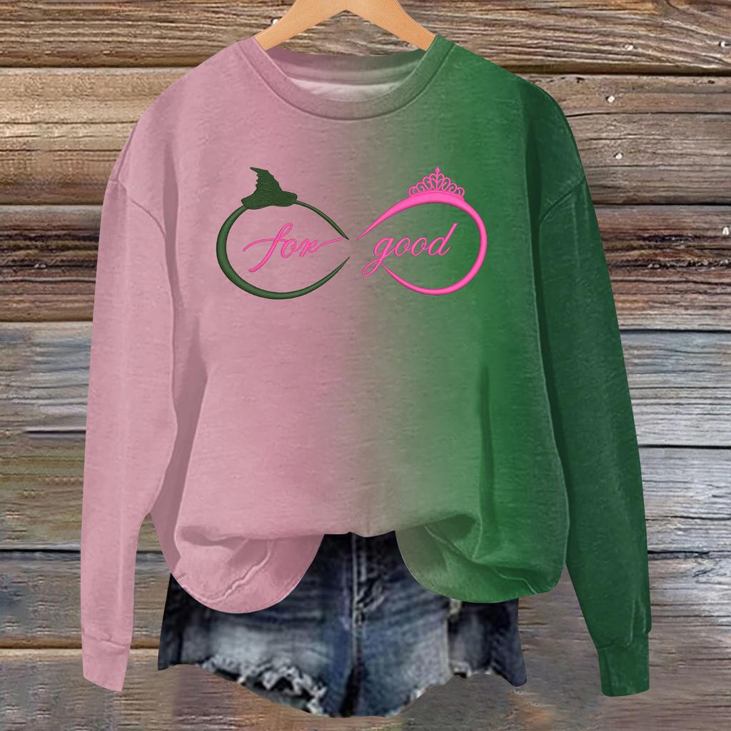 Hanorac larg casual de damă cu mânecă lungă și imprimeu