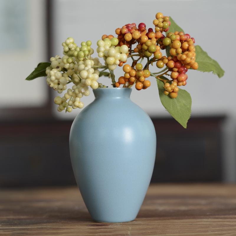 Vaso Ceramica Blu Zen - Mini Composizione Floreale, Ornamento per Soggiorno, Portafiori Secchi, Decorazione Floreale Arte Cerimonia del Tè Giapponese.