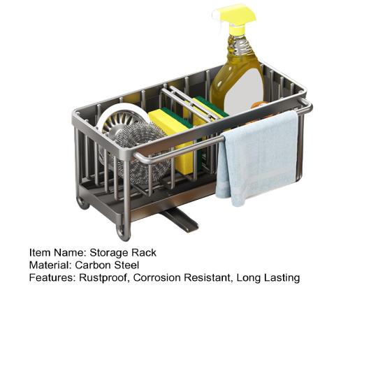 מחזיק ספוג לכיור מטבח עמיד בפני חלודה עמיד בפני קורוזיה מחזיק מברשת ארגונית לכיור מטבח עם פיית ניקוז אוטומטי