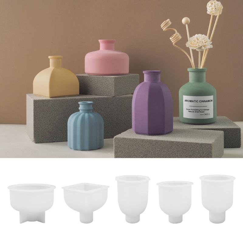 Polyhedral Flower Vase Silicone Mold for Vase Making Reusable Candle Resin Epoxy Mould Casting Molds DIY Silicone Mold