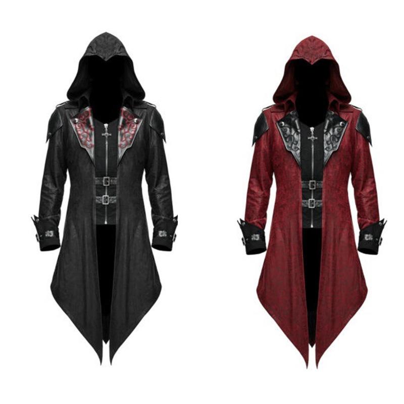 Men's Gothic Medieval Halloween Retro Patchwork Coat