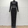 Elegant Rhinestone-Encrusted Bandage Top & Skirt Set