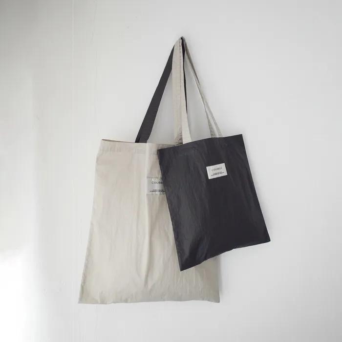 Nylon square bag (Small Charcoal / Large Light beige) Shoulder bag Eco bag Big bag Mini bag