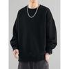 Men's 320g Heavyweight Round Neck Loose Pullover Hoodie - Autumn Long Sleeve Solid Color Outerwear.