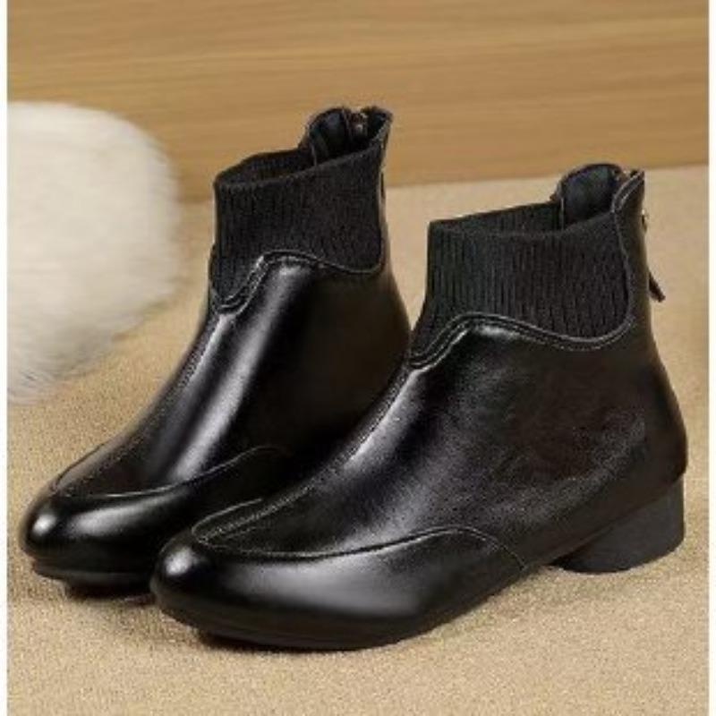 Retro Shoes, Elastic Ankle Boots, Best-selling Boots, Low-heeled Anti-slip Fleece Warm Boots, Women's Shoes
