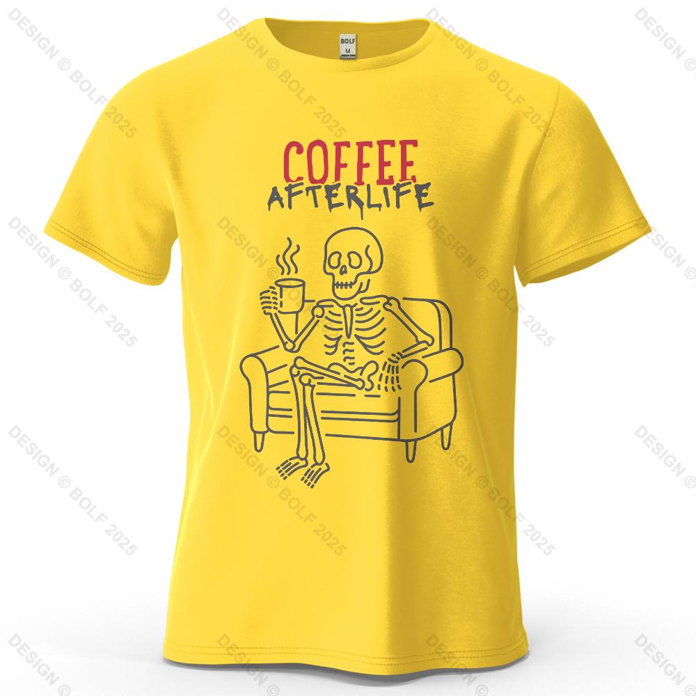 Coffee Afterlife Humorous Printed Men's T-Shirt 100% Cotton Oversized Relaxed Graphic Tees for Women Tops Tees Casual Streetwear