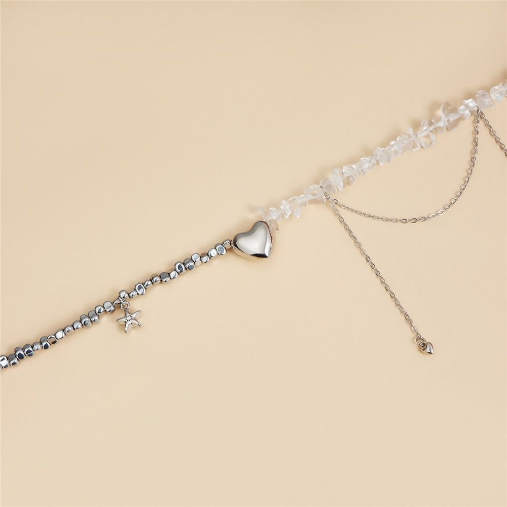 Luxury Heart Pendant Choker Irregular Jewelry Gift Trendy Starfish Tassel Necklace  for Women