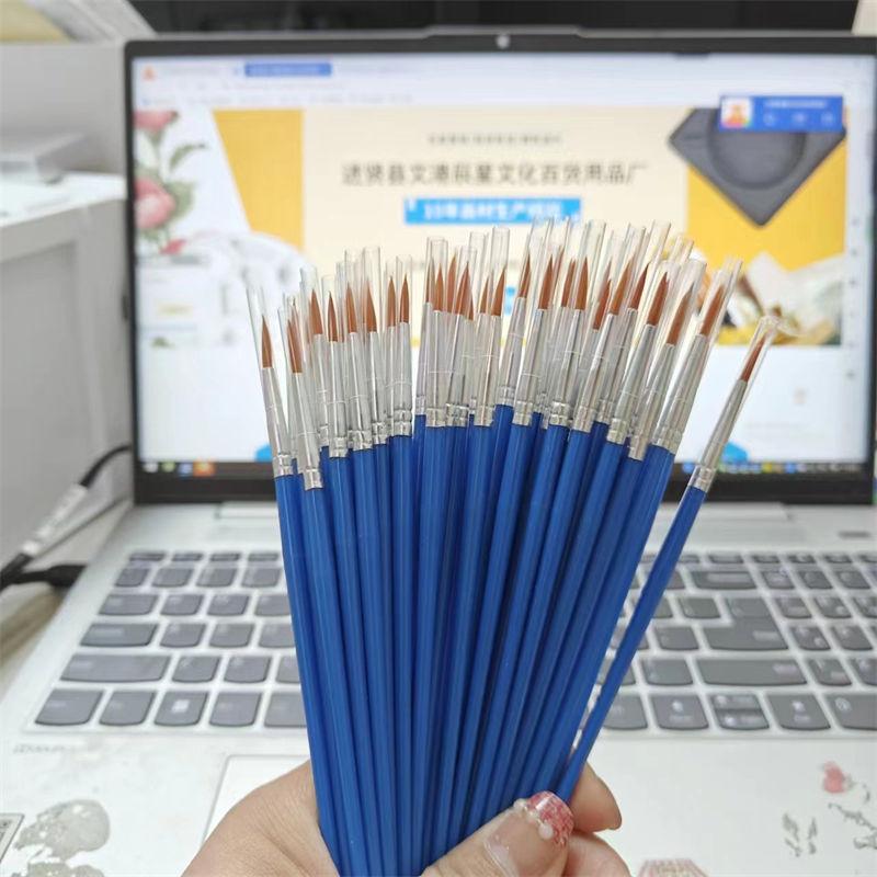 Painting 50PC Nylon Flat Brush Line Watercolor Acrylic Digital Oil Hook Pen