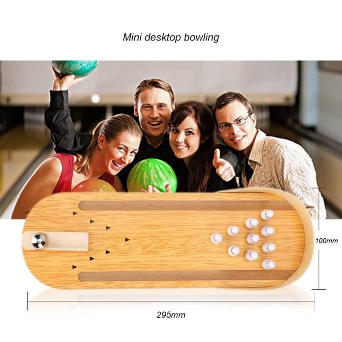 Mini Jeu de Bowling En Bois Bowling de Table,Bowling de Table Jeu Société Jeu,Jeu de Bowling de Bureau