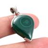 Naturlig Malakit Ädelsten 925 Solid Sterling Silver Smycke Hänge 1,4'' I0U85