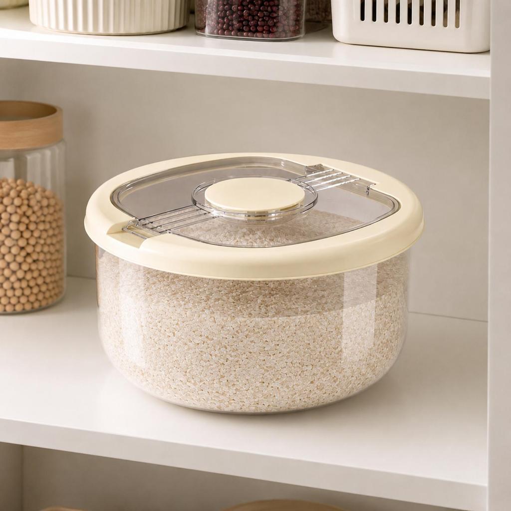 Moisture-Proof Rice Container with Hinged Lid Transparent Sealed