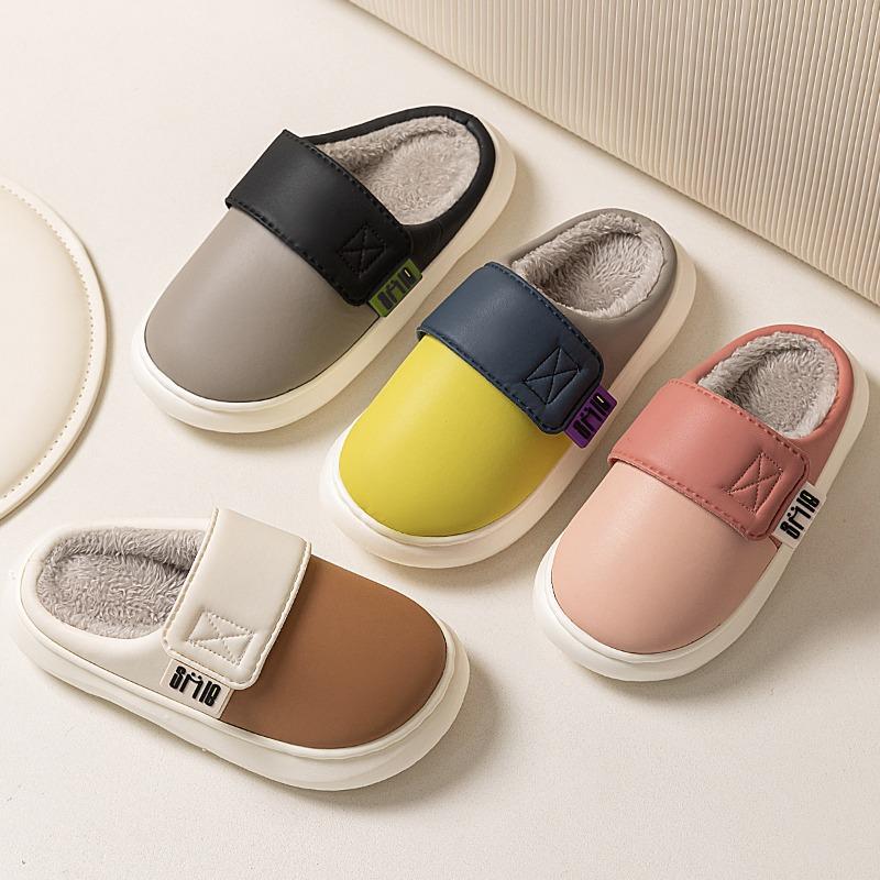 Autumn and winter fashion waterproof cotton shoes women wear versatile non-slip velvet thick-soled warm couple home cotton slippers men