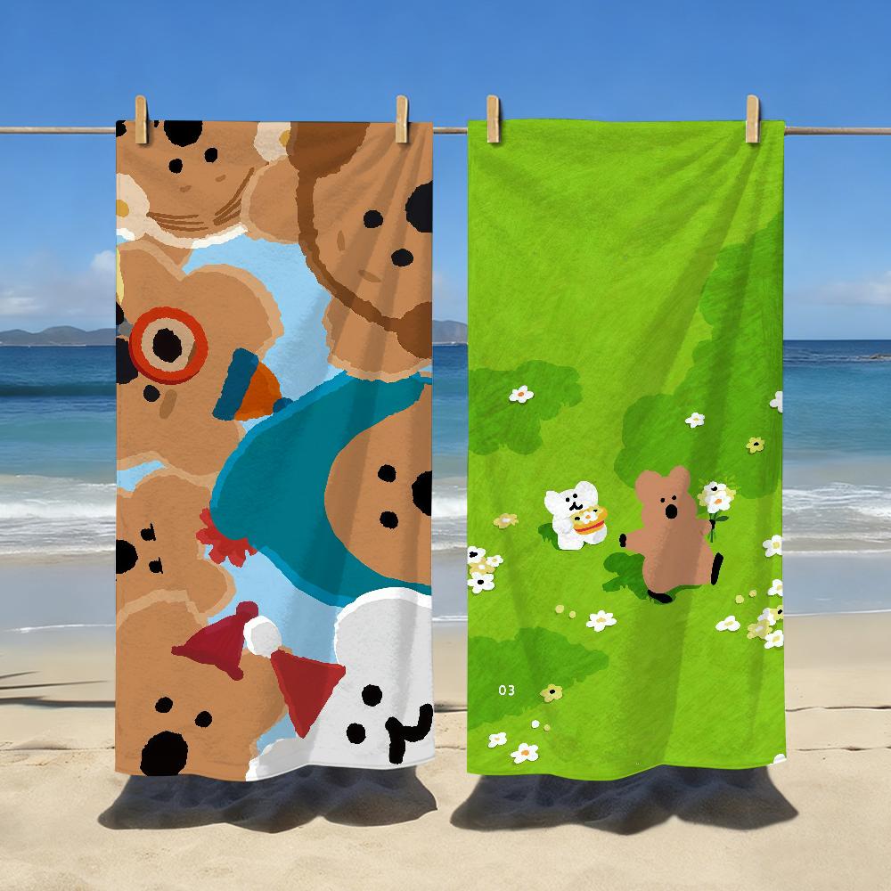 Cartoon Quokka Brand D-dinotaeng-S Towel Sports Quick Dry Travel Camping Gear Sandproof Soft Light Large Beach Towel