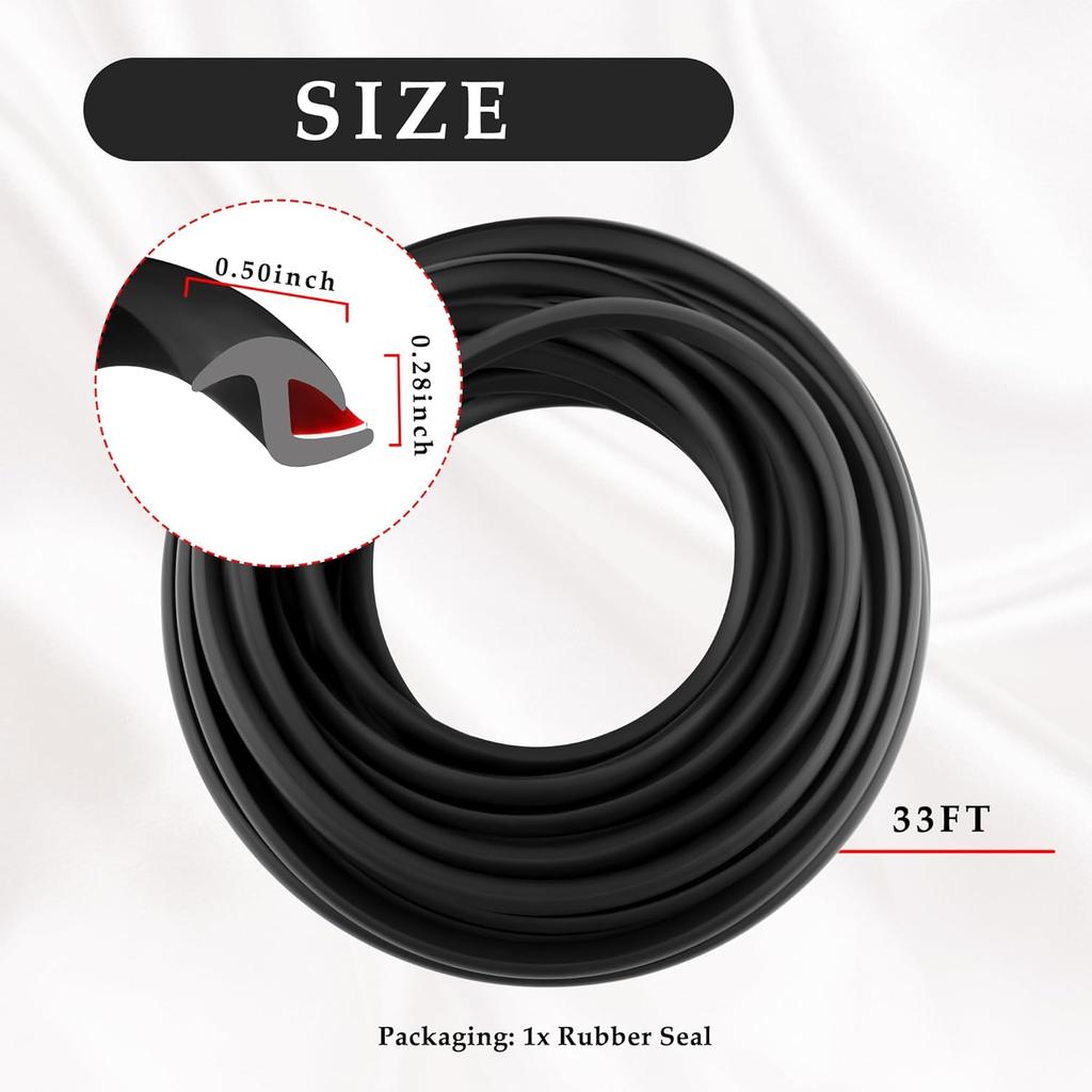 33FT Mudguard Flares Rubber Edge Trim,EPDM Rubber Seal Strip With Self Adhesive For Car Wheel Wells,Universal Rubber Gasket Strip Automotive Weather