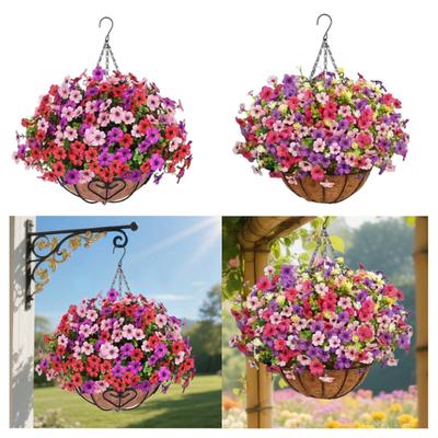 Hanging Artificial Flowers Basket Hanging Plant for Balcony Outdoor Indoor