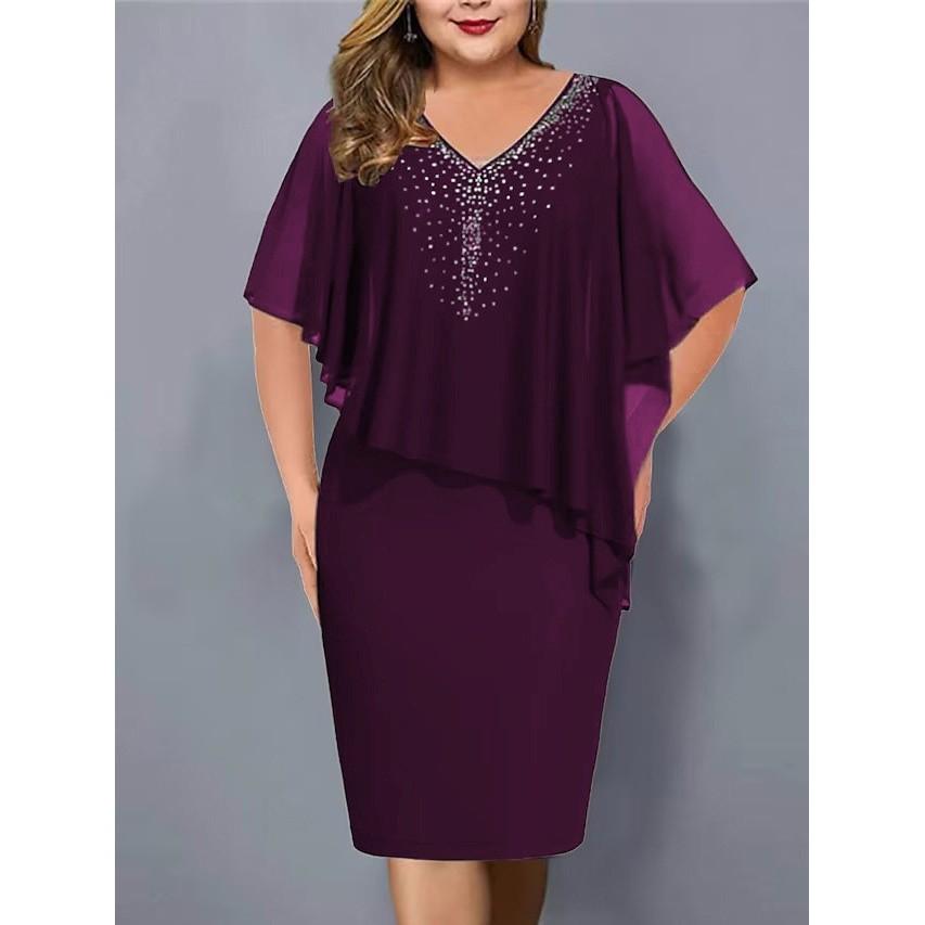 Elegante Abito Estivo in Chiffon con Inserti di Paillettes per Ufficio e Uso Casual