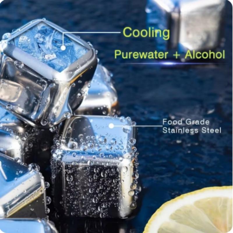 4/8PCS Reusable Whiskey Stones Stainless Steel Ice Cubes Quick-Freeze Wine Cooler Food Grade Metal Pellets Beer Cooler Bar Tool