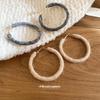 Handmade Knitted Wool Hoop Earrings: Autumn/Winter Fashion, Versatile & High-End Style for Women